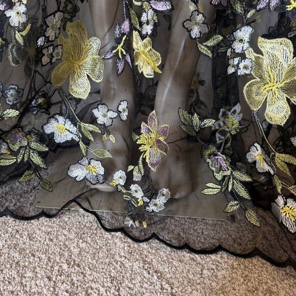 Lularoe Deanne II Sheer Mesh Flower Embroidered Maxi Dress Fairy Whimsigoth sz L - Picture 4 of 10